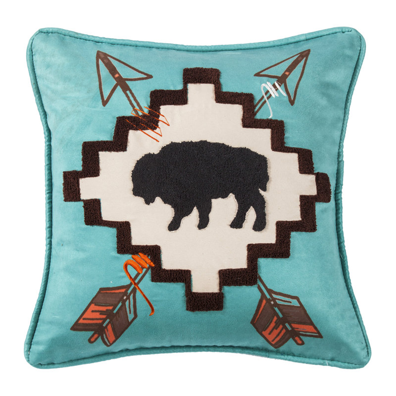 Paseo Road by HiEnd Accents Serape Turquoise Orange Arrow Buffalo Emroidered Southwestern Decorative Throw Pillow 18x18 inch Wayfair